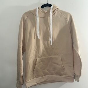 Cute and warm Tan hoodie with white lace